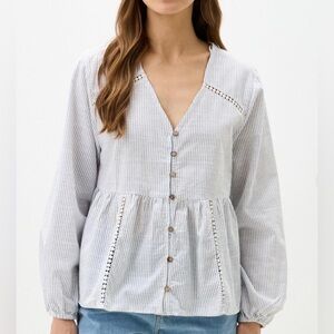 Zara Rosalie Ivory Embroidered Blouse sz M